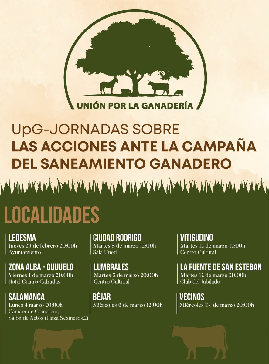 Folleto con información de las jornadas sobre las acciones ante la campaña del saneamiento ganadero