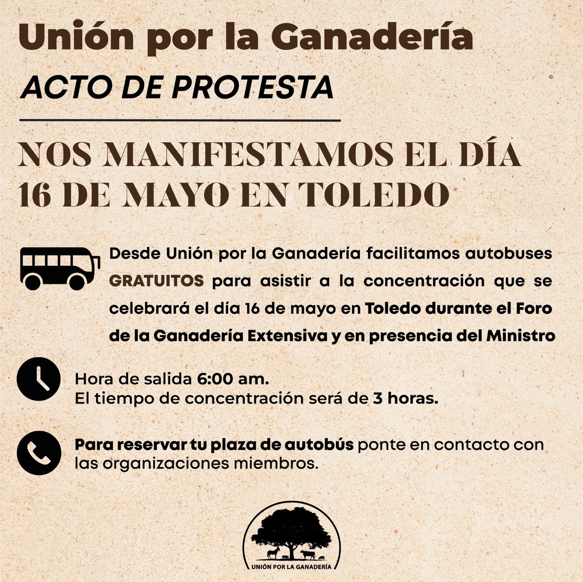 Folleto de la unión ganadera en un acto de protesta