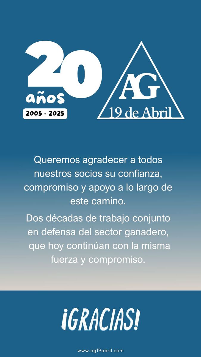 Folleto agradeciendo por el aniversario de la asociación de ganaderos