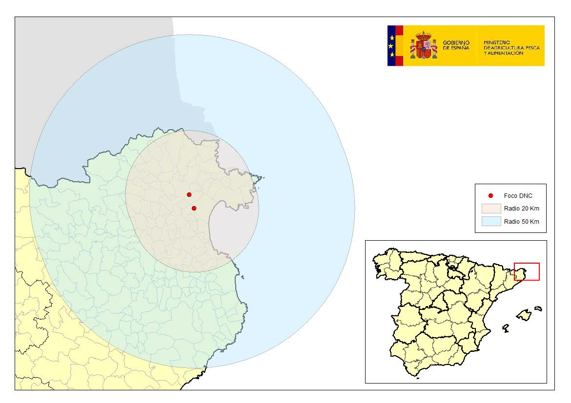 Imagen de un mapa indicando el foco de DNC