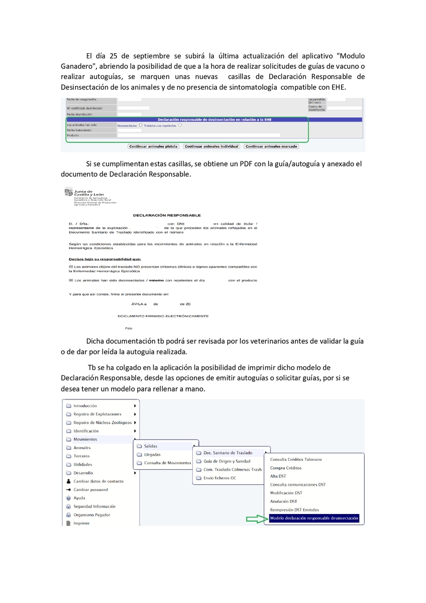 Imagen sobre la actualización del módulo ganadero por la EHE
